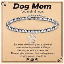 Dog Mom Gifts for Women: Paw Print Bracelet for Her - Christmas, Birthday, Va...