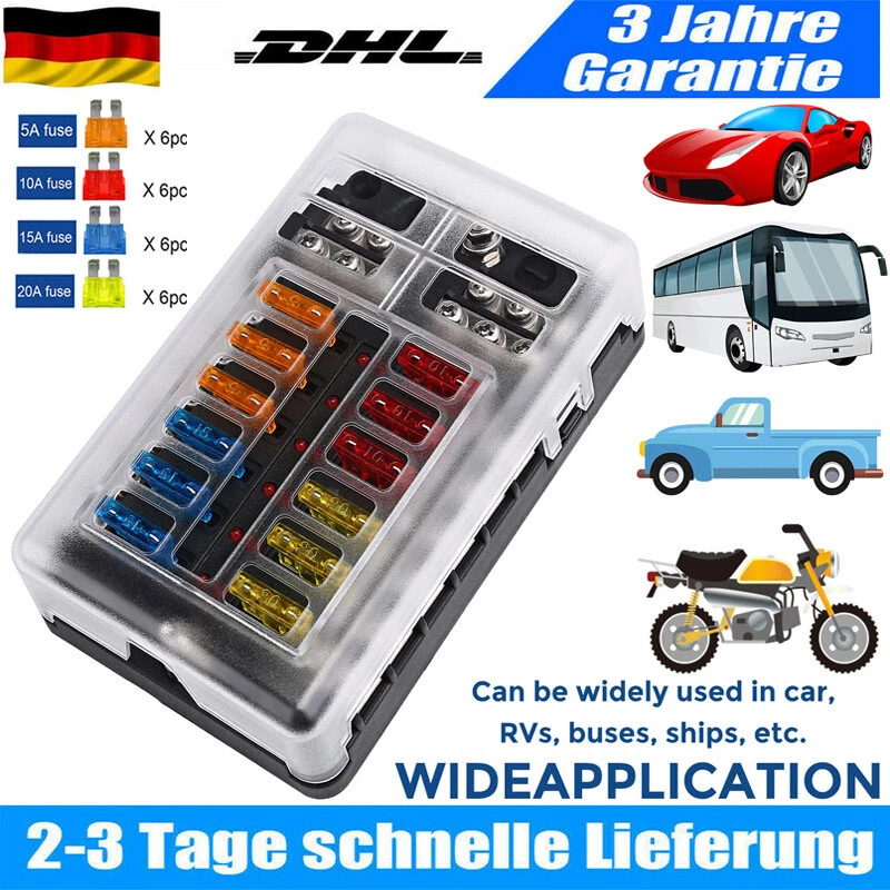 12-Wege-Flachsicherungskasten Mit 4-poligem 12V 40A Produktbild-Vorschau 4
