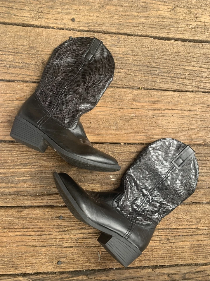 Ковбойские сапоги вестерн RAMPAGE со змеиным принтом искусственная черная кожа 6,5 ❤️sj7m48 - Изображение 2 из 4