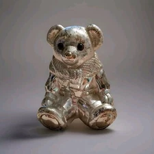 VINTAGE Ralph Lauren Silver PLATED Polo BEAR 🐻 COIN 🪙 BANK No BOTTOM Read!!