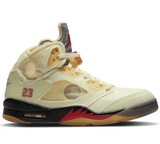 Nike air jordan 5 voile blanche coupée taille 9 baskets suprêmes invaincues coups de pied