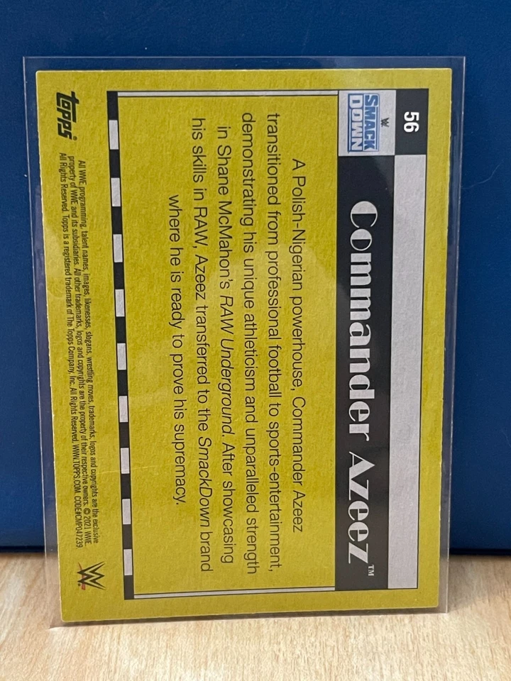 2021 WWE Topps Heritage #56 Commander Azeez Rookie Card RC - Image 2 of 2