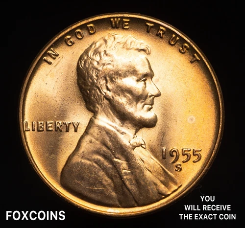 1955-S Lincoln Wheat Cent Penny - GEM BU - BEAUTIFUL  #458