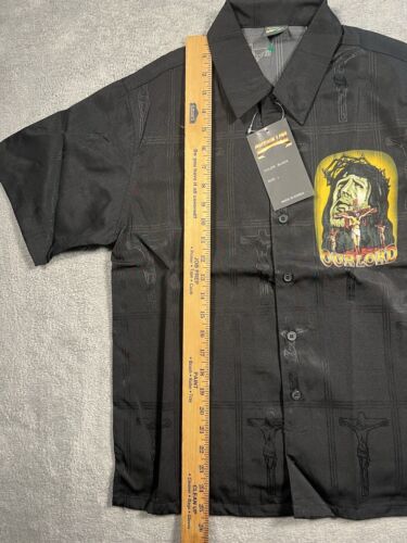 Camicia vintage Cruzin bassa "Nostro Signore" uomo L abbottonata nera low rider anni 90 - Foto 10 di 11