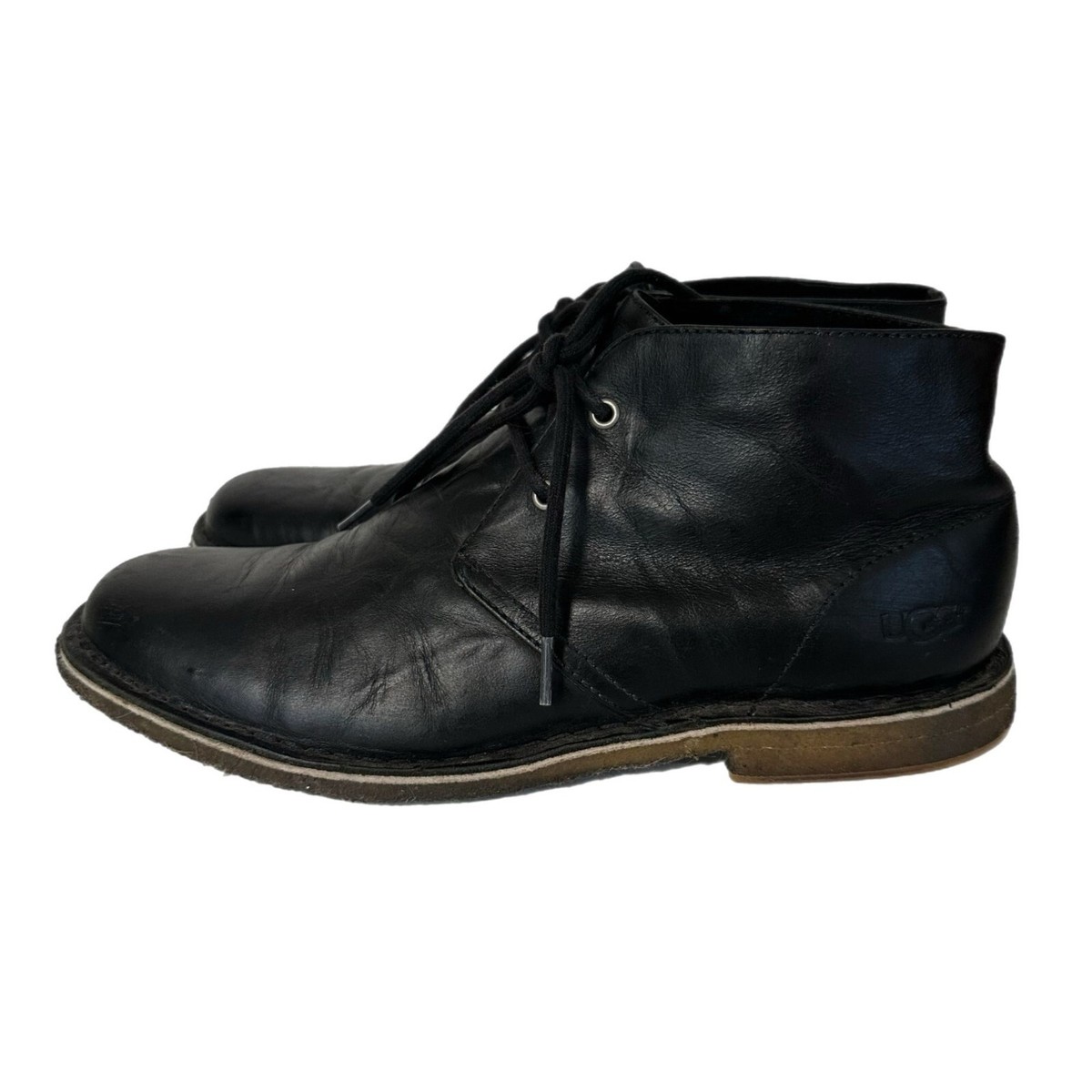 UGG Australia Men\'s Leighton Black Leather Chukka Boots Size 11 Ugg Leighton – DesimoneShoesandSpa main image 3