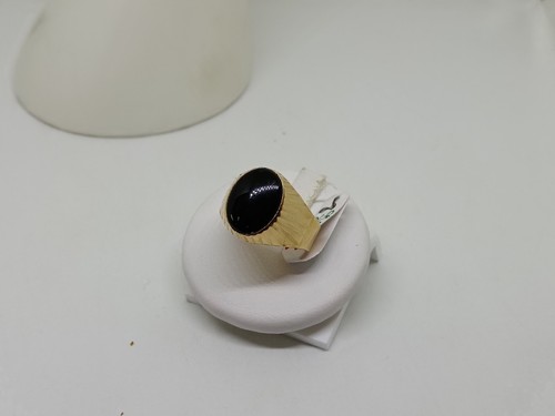 ANELLO DA UOMO IN ORO GIALLO 18KT CON ONICE NERA 5,6 GRAMMI N.22 (6908) - Foto 6 di 11