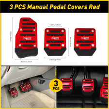 3x Red Aluminum Non-slip Manual Car Brake Pedals Pad Covers Set Universal Auxito