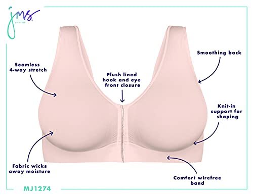 JUST MY SIZE womens Pure Comfort Front Close Wirefree Mj1274 Bra, Sandshell, ... - Picture 8 of 8