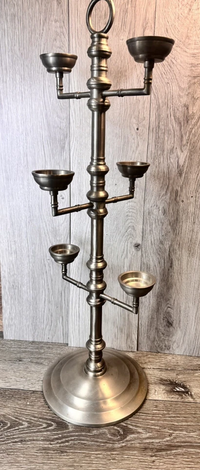 "Candelabro vintage PotterybarnPewter 6 brazos 25,5"" de alto pesado 7,5 lb" Foto 2 de 4