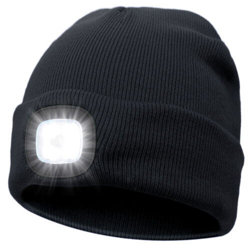 Wintermütze warme Strickmütze mit LED Licht aufladbar USB Beanie Unisex Mütze - Bild 18 von 26