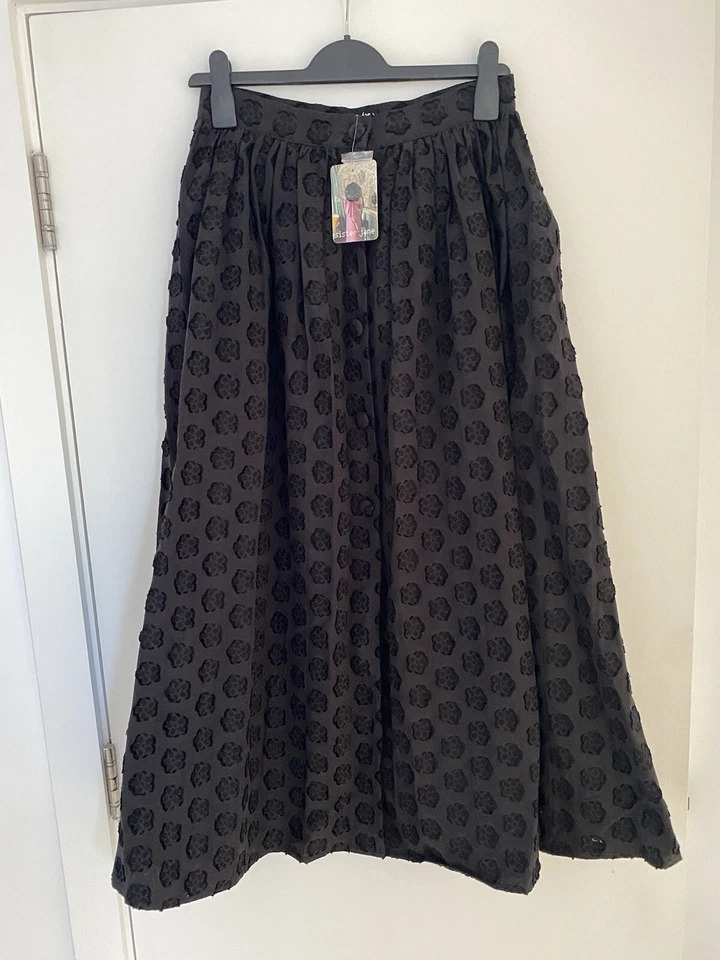 Falda midi Sister Jane MARA Jacquard Línea A Falda Negra Talla Mediana Nueva con Etiquetas Foto 2 de 4