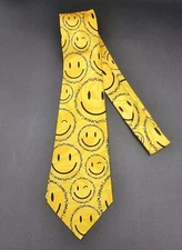 Steven Harris Religious Men's Necktie Tie Yellow Jesus Loves You! Smiley Face