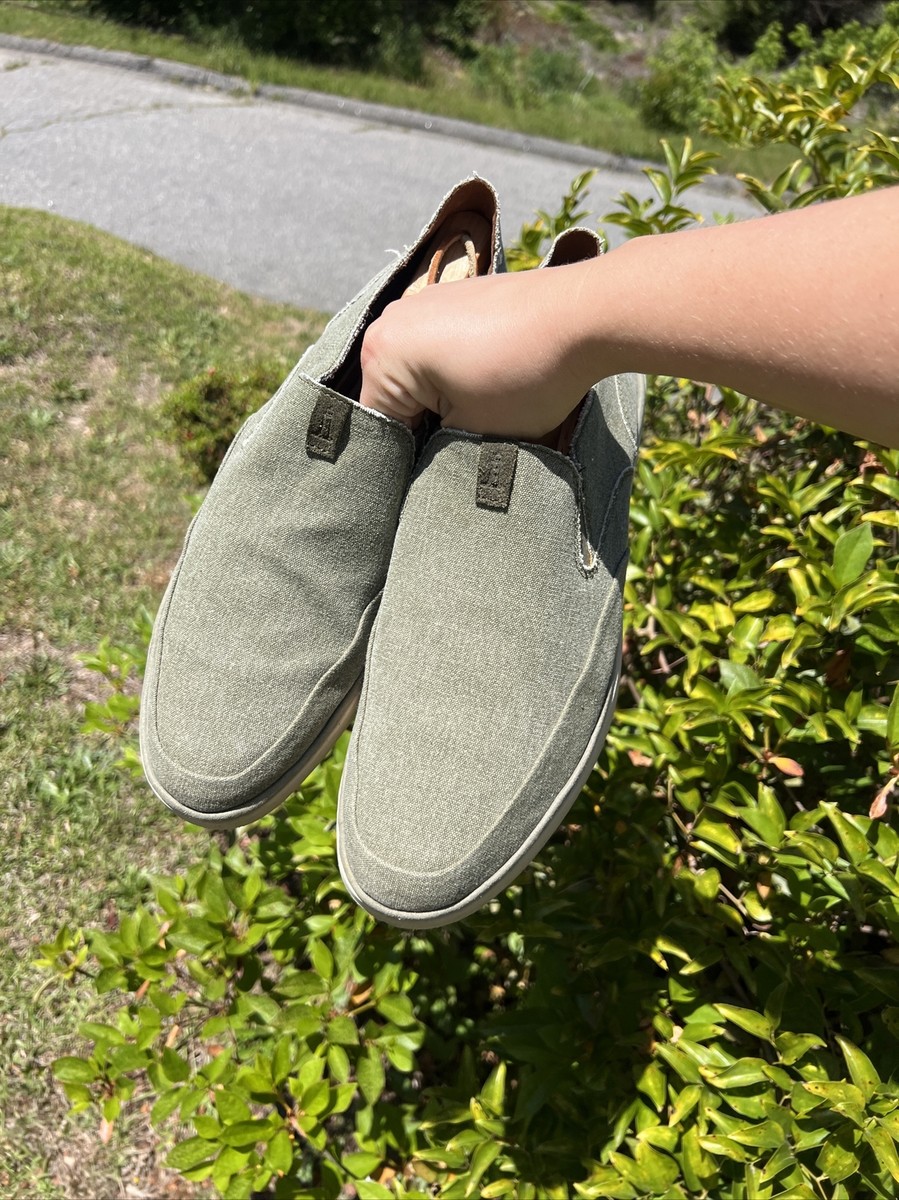 Rockport Austyn Olive Green Canvas Loafers Slip On Shoes Men  display picture 1