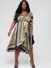 AX PARIS CURVE Scarf Print Wrap Shirt Dress Size 24