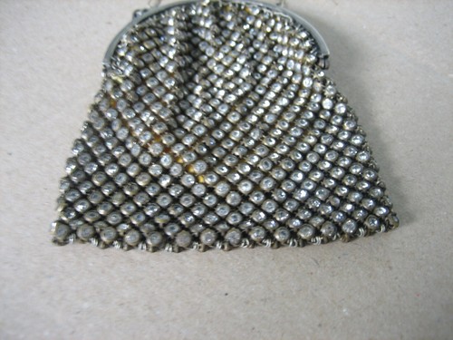 Ancienne Bourse Minaudière Porte monnaie en Argent Maille & Strass - Imagen 2 de 8