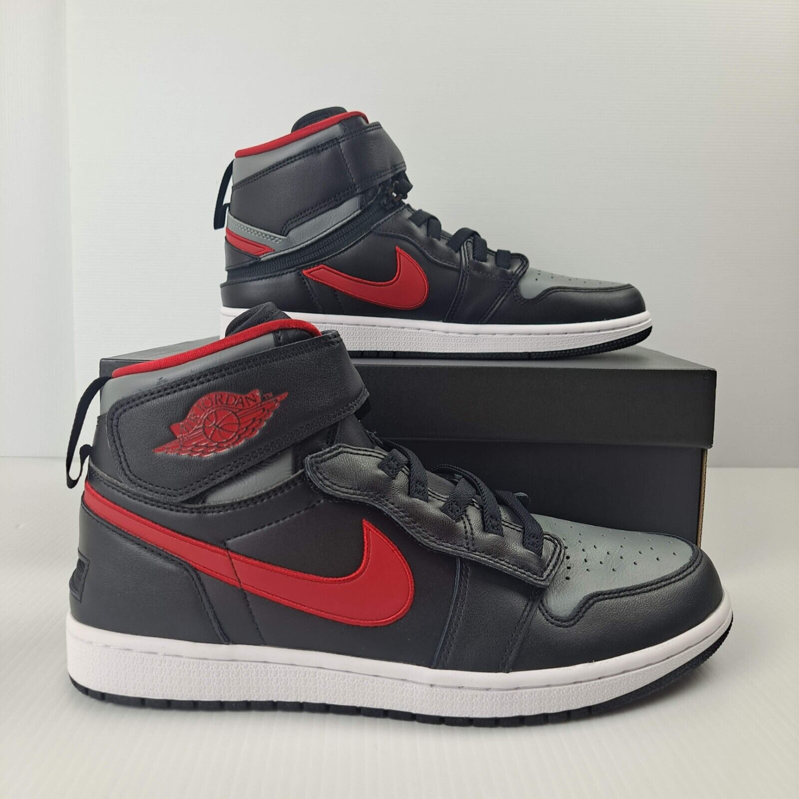 Air Jordan 1 Hi Flyease, Black/ Gym Red Smoke Grey-White, Size US 10, New Box | eBay