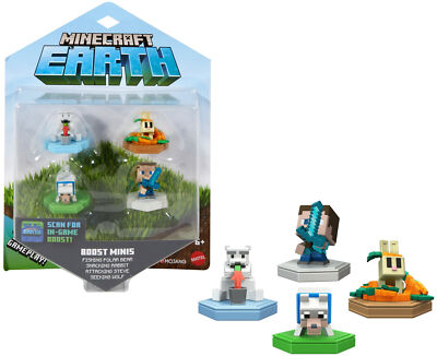 Minecraft Earth In-Game Boost Mini 4-Pack Figures That Enhances Reality Gameplay