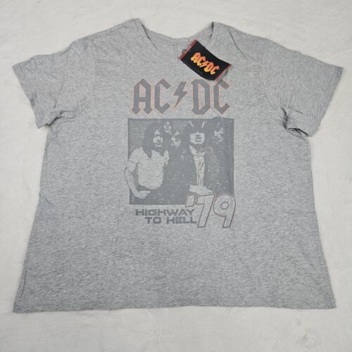AC/DC Rock Band Highway To Hell '79 Gray Short Sleeve T-Shirt Women's Size XL