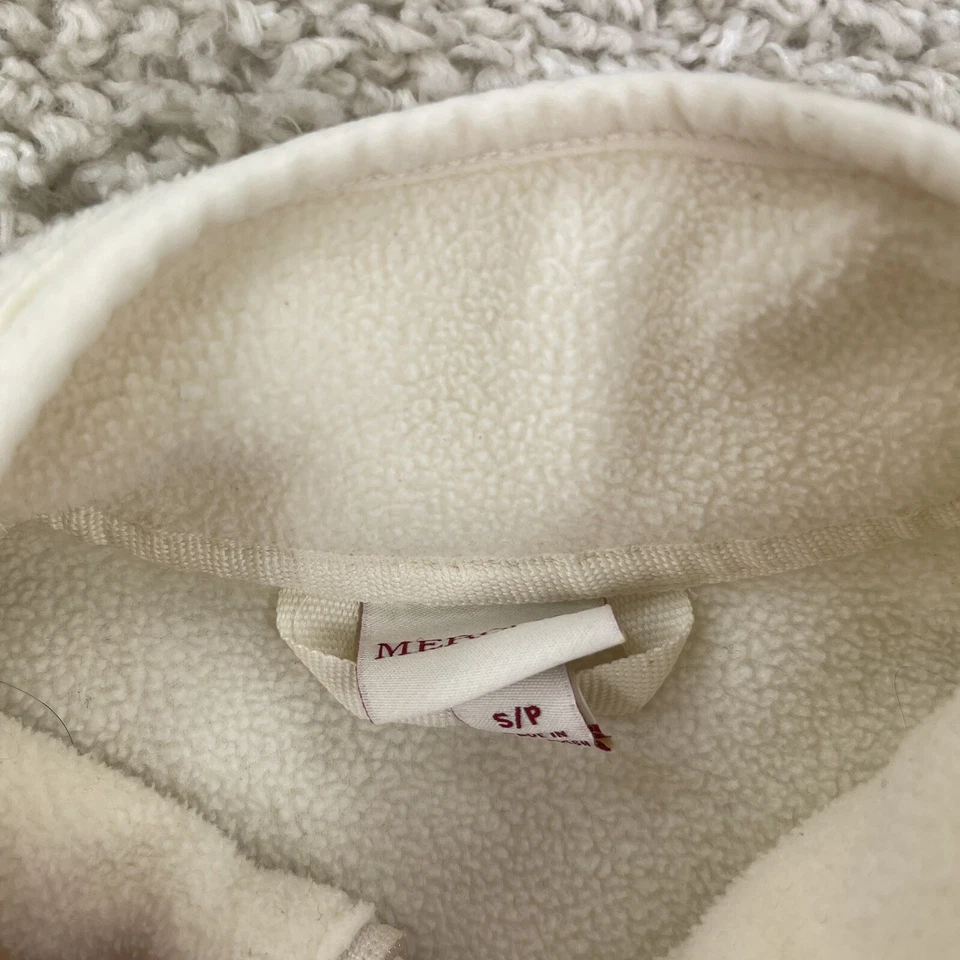 merona Mujer Talla Pequeña Polar Cremallera Completa Chaqueta Blanco Crema Color Cuello Alto  Foto 3 de 4