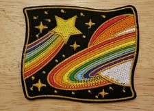 Saturn Shooting Star Galaxy Space Rainbow Iron On Embroidered Patch 3"x2.5" 0116