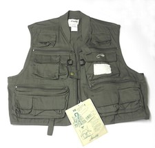 Outdoor Fly Fishing Vest Warm Weather XL Cotton Green Khaki 23 Pockets NOS