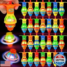 Chivao 50 Pcs Bulk LED Light up Spinner Tops Launcher with Gyroscope Motion C