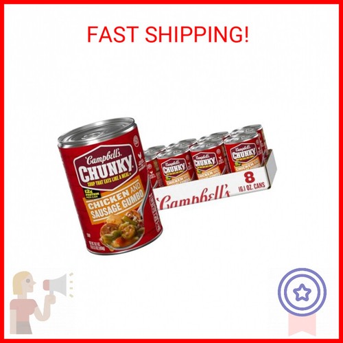 Campbell’s Chunky Soup, Chicken and Sausage Gumbo, 16.1 Oz Can (Case of 8)