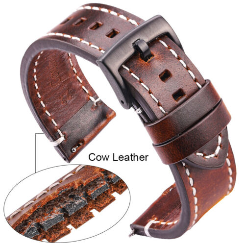 Genuine Leather Watch Band 7 Colors Strap 18mm 20mm 22mm 24mm Cowhide Bracelet - Picture 1 of 35