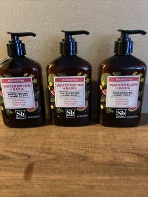 3 Pack Soapbox Sb Renewing Watermelon Basil Moisturizing Hand Soap Shea 8oz.