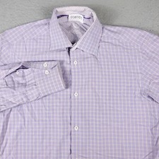 Bugatchi Uomo Shirt Mens 15.5 Purple Plaid Dress Button Up Long Sleeve 