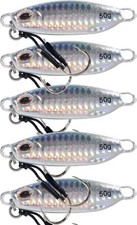 Slow Pitch Jigs 50g. - Metal Fishing Spoon - Heavy Bait Lure - Pack of 5