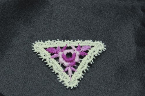 Vintage bestickte Spitze Blumen Applikationen 12 Stück rose, rosa, blau, lila - Bild 12 von 23