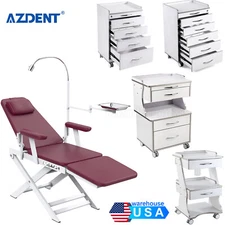 Dental Folding Chair Simple LED Light / Trolley Rolling Tool Cart Mobile Cabinet