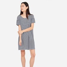 EVERLANE Black and White Stipe Cotton Mini Dress Size S.