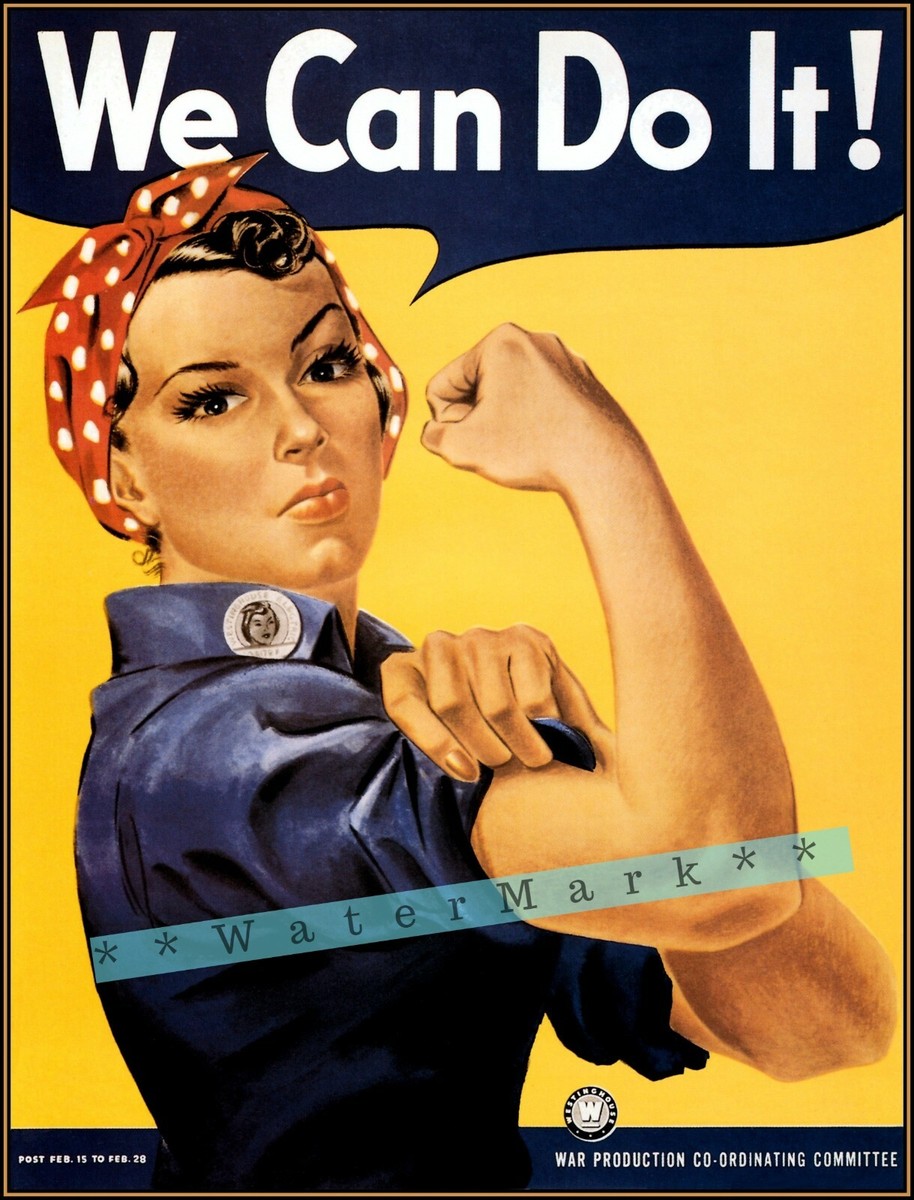 Rosie The Riveter 1943 We Can Do It Vintage Poster Print Retro