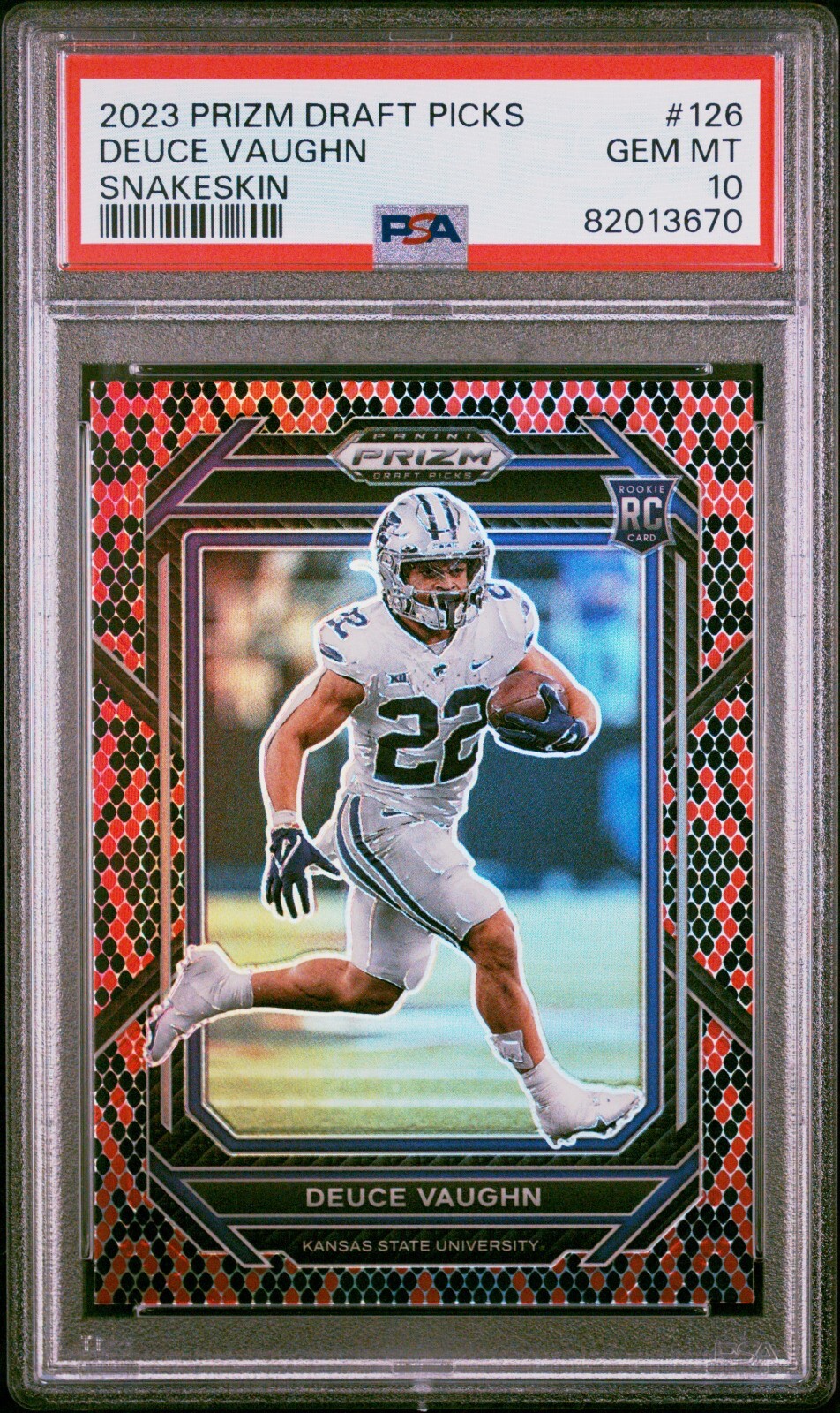 Deuce Vaughn Kansas State 2023 Prizm Draft Snakeskin SP #126 PSA 10 Gem Mint