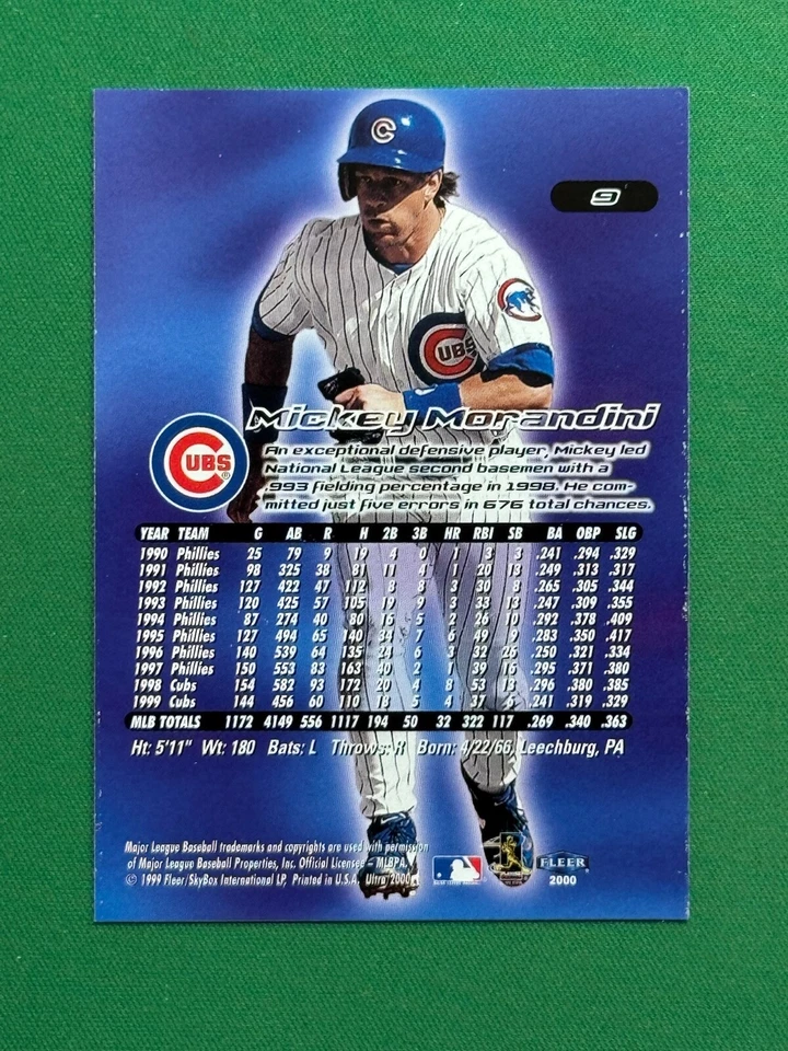 2000 Fleer Ultra Baseball #9 Mickey Morandini - Image 2 of 2