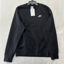 Nike Mens Size S Black Long Sleeve Club Fleece Crew Neck Sweatshirt