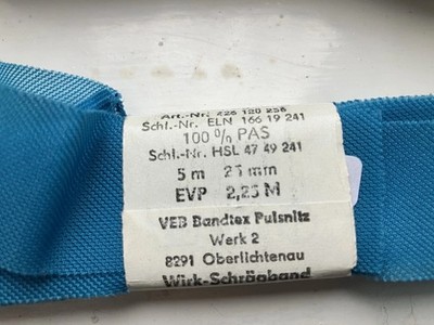 5 m Schrägband, 100% PAS, 25mm breit aus DDR Pulsnitz