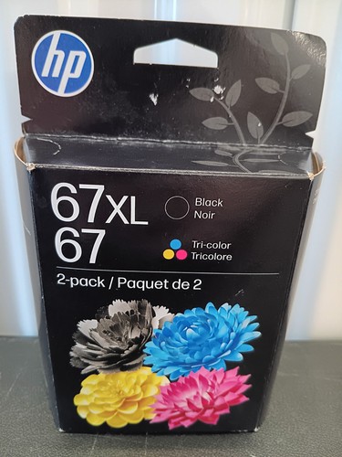 Genuine HP 67XL Black & 67 Tri-Color 2 Pack Ink Cartridges 3YP30AN Exp Aug 2027