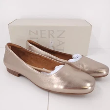 Naturalizer Kelly Ballet Flats Pull On Round Toe Leather Warm Silver Womens 8 M