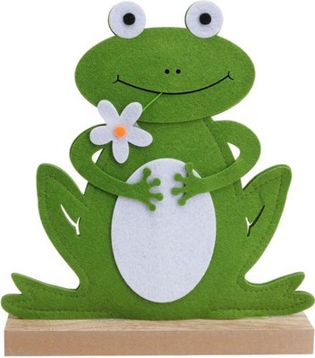TrendLine Aufsteller Frosch Filz 35 cm grün  Gartenstecker