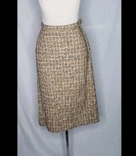 Vintage 1960s Pendleton Beige Plaid Wool Pencil Skirt Size SMALL Secretary