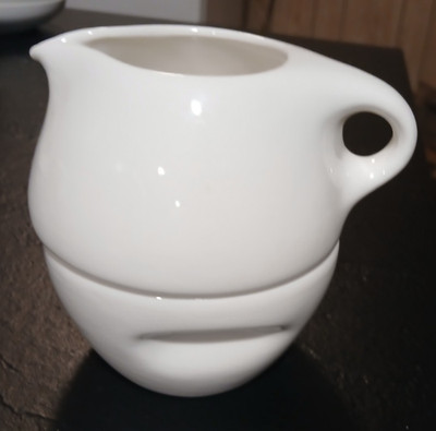 Vintage Russel Wright Casual Iroquois White Stackable Creamer/Sugar Set