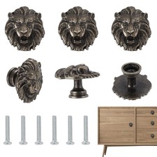 6 Pcs Vintage Lion Cabinet Knobs Antique Bronze Decorative Drawer Pulls for D...