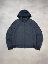 Corneliani ID Mens Classic Zip Up Tuxedo Hooded Bomber Jacket Linen/Wool Blend