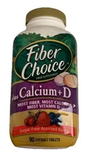 (1) FIBER CHOICE Plus Calcium + D Sugar Free Assorted Berry Flavors 90 Tablets