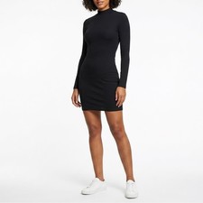 Naked Wardrobe Black Long Sleeve High Neck Bodycon Mini Dress 1X