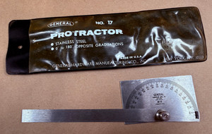 General Tools Stainless Steel Miter Angle Protractor no. 17 w/ Case Made in USA