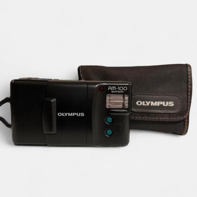 Tested Olympus AM-100 Quartzdate 35mm Point & Shoot Film Camera Date w/ Case